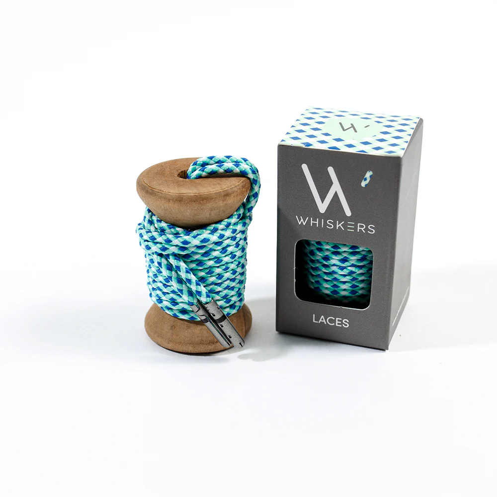 Blue, Light Green & White Braided Dress Laces - Image 2