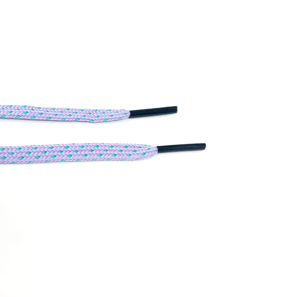 Lavender & Electric Green Flat Ticked Sneaker Laces - Image 3