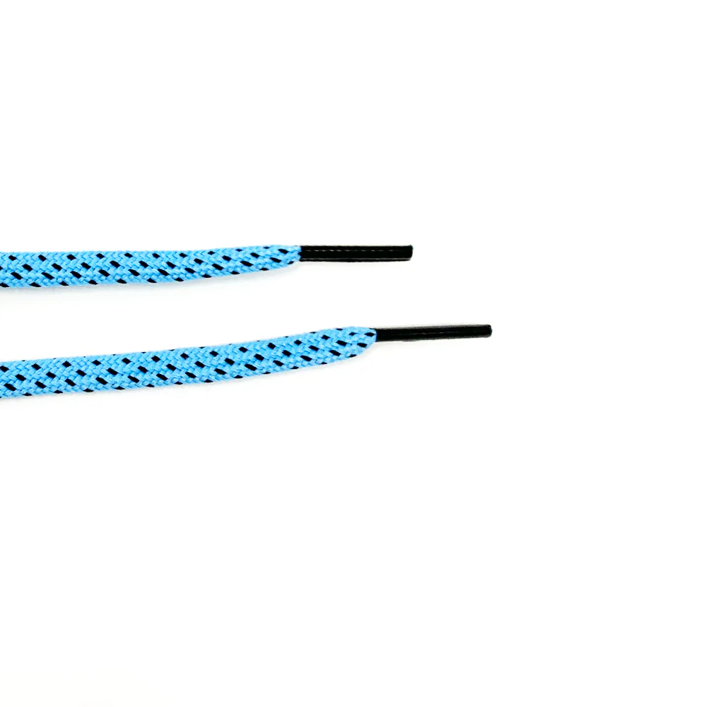 Light Blue & Black Flat Ticked Athletic Golf Laces - Image 3