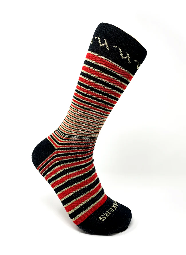 Maroon & Gold Ticked Dress Laces + Garnet, Gold & Black Striped Jacques Sock - Image 4