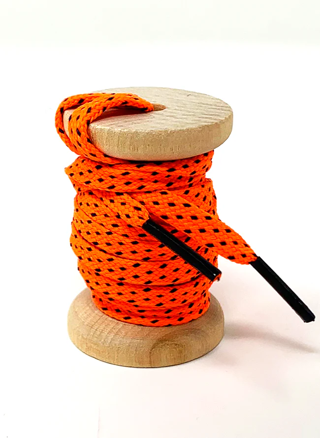 Neon Orange & Navy Flat Ticked Athletic Golf Laces