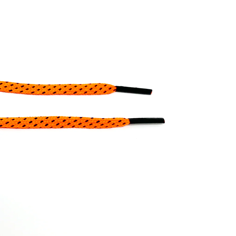 Neon Orange & Navy Flat Ticked Athletic Golf Laces - Image 3