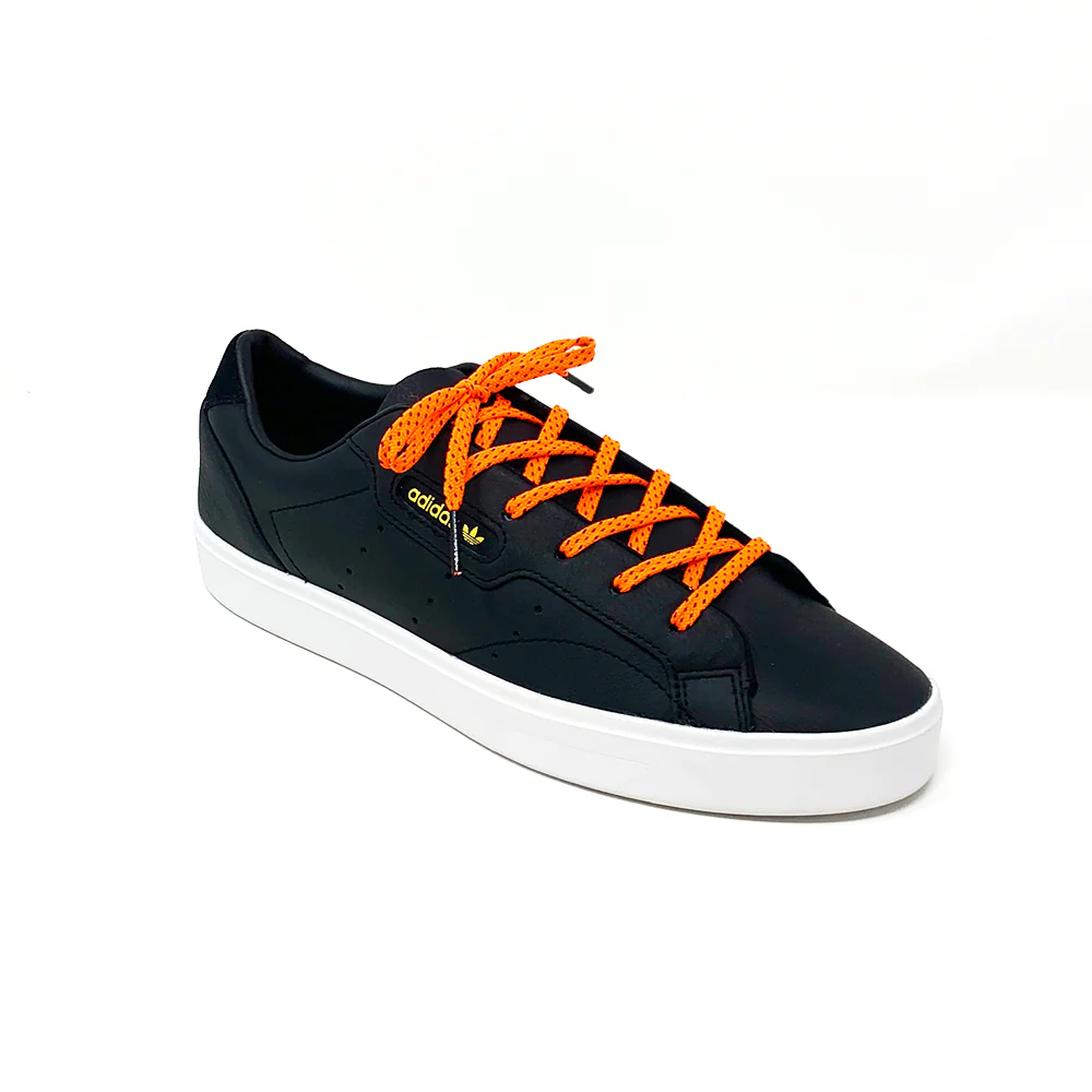 Neon Orange & Navy Flat Ticked Athletic Golf Laces - Image 4