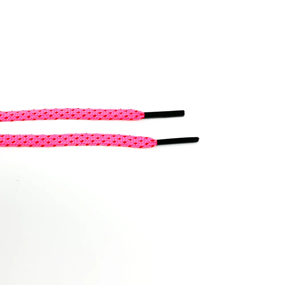 Neon Pink & Red Flat Ticked Sneaker Laces - Image 3