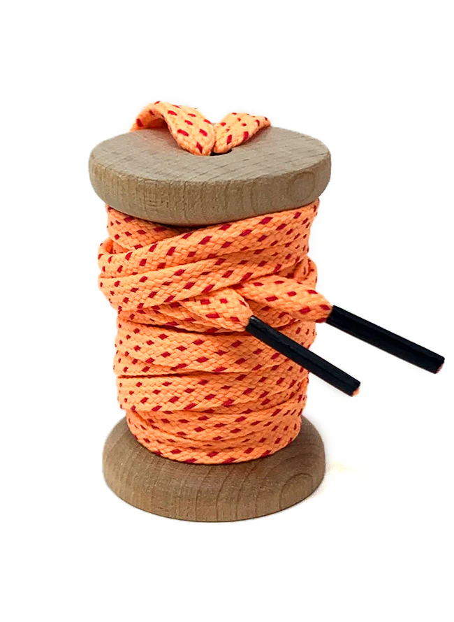 Peach & Fuchsia Flat Ticked Athletic Golf Laces