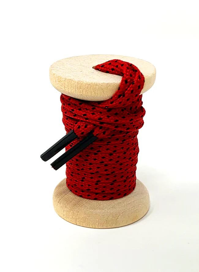 Red & Black Flat Ticked Athletic Golf Laces