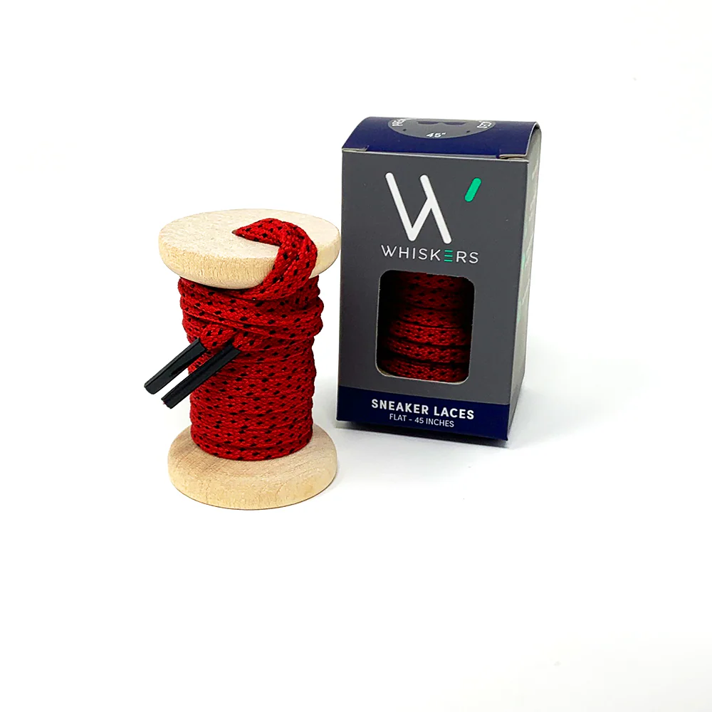 Red & Black Flat Ticked Athletic Golf Laces - Image 2