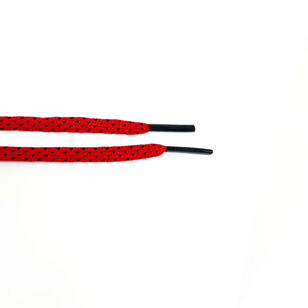 Red & Black Flat Ticked Sneaker Laces - Image 3